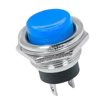 Выключатель-кнопка  металл 250V 2А (2с) (ON)-OFF  ?16.2  синяя  REXANT